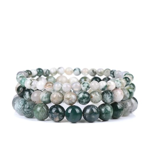 Bracelets en perles d'agates d'arbre élastiques, bijoux en pierre naturelle mixte