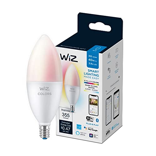 WiZ Connected Color 60W Candle B11 Smart WiFi Light Bulb, 16 Million Colors, Compatible with Alexa and Google Home Assistant, No Hub Required, 1 Bulb