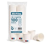 Bio Prime - 100pz - Bicchieri Acqua in Carta 200ml - Bicchieri 200ml Biodegradabili - Per ...
