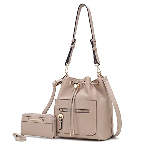 Image of MKF Collection Crossbody Bucket Bag for Women, Drawstring Hobo Shoulder Bags Handbag Purse with Wristlet Wallet by Mia K