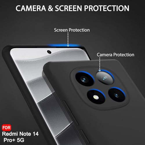 Image of TheGiftKart Liquid Silicone Back Cover Case for Mi Redmi Note 14 Pro Plus 5G | Soft Micro-Fibre Lining Inside | Camera & Screen Protection | Shockproof Cover for Redmi Note 14 Pro+ (Silicone, Black)