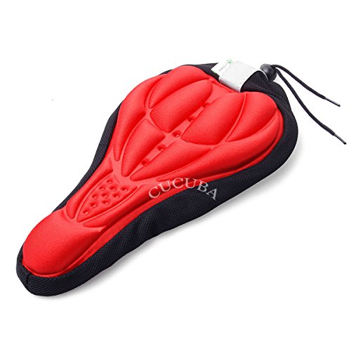 Ideal Shoes Nueva Funda COJIN para Bicicleta Almohadilla Extra Comfort DE Gel para LA COMIDIDAD del SILLIN Color Rojo