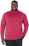 under armour men's standard tech 2.0 1/2 zip-up t-shirt, black rose (664)/pink, xx-large