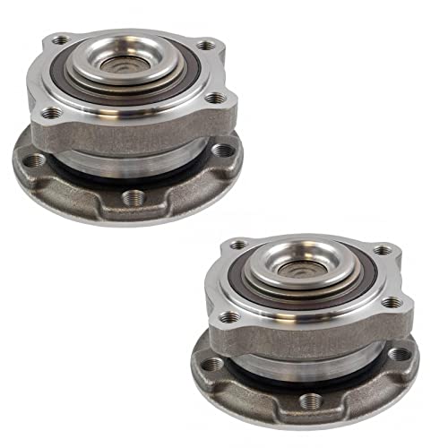 Image of TRQ 2 Piece Front Passenger Side Wheel Bearing & Hub Assembly Set with ABS Sensor Compatible with 2014-2016 BMW X5 2015-2016 X6