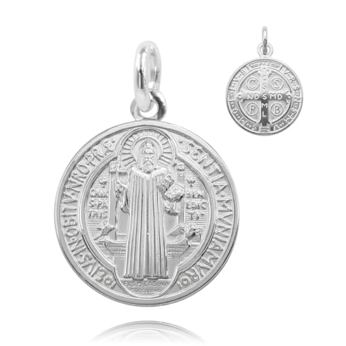 Medalla San Benito Plata de Ley 925 - Amuletos de la suerte y proteccion - Se envía en una cajita Hand Made ideal para regalo