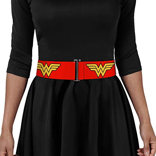 Buckle-Down DC Comics Belt, Cinch Belt Wonder Woman Logo Red, 3.0 Inch Wide, Adjustable3