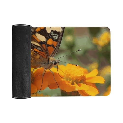 Tapis de souris grand format fleurs et papillons pour bureau à domicile - 3