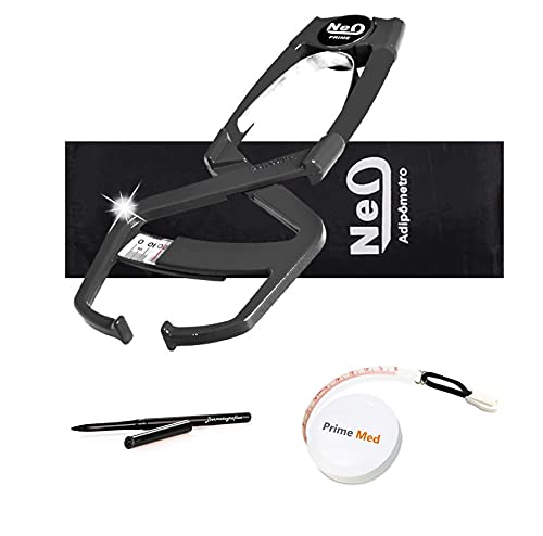 Adipômetro Clínico Neo Prime Preto + Luva + Trena corporal + Lápis de marcação