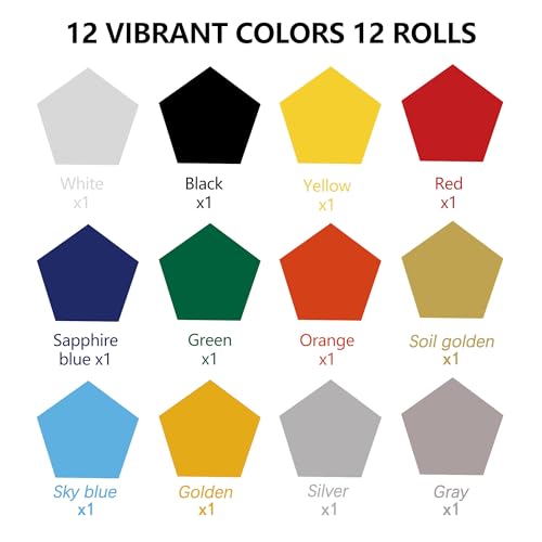 Image of FUNKAKA Heat Transfer Vinyl Bundle, 12 Rolls 12 inch x 5ft HTV Vinyl | 12 Assorted Colors Glossy Adhesive Iron On Vinyl for All Cutter Machines Easy to Cut & Weed for Heat Vinyl Design