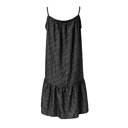 Robe à volants légère avec bretelles spaghetti et col en O fluide