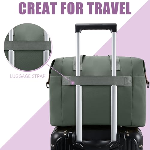 Image of Tuwubi Diaper Bag Tote,Baby Diaper Bag with Pacifier Case Large Travel Diaper Tote Caddy for Mom and Dad Multifunction Baby Bag - M-Olive Green