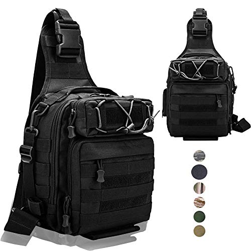 LUXHMOX Fishing Gear-Tackle-Bag Waterproof Storage Lightweight Sling Backpack-Black