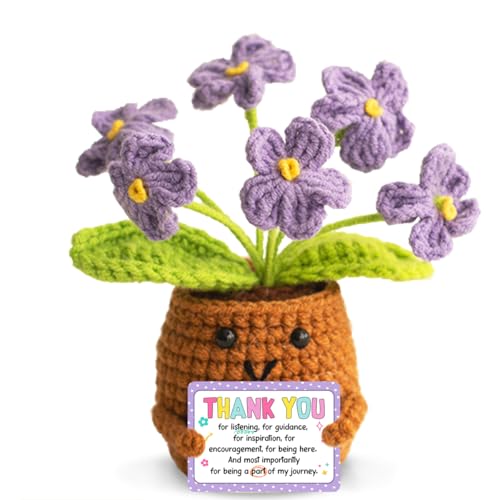 Purple Crocheted Flowers Thank You for Being a Part of My Journey Emotional Support Plant Forget-Me-Not Appreciation Day Thank You Gift for Teacher Mentors Coach