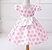 DreamHigh Girls Toddlers Polka Dot Skirt Cap Sleeves Flowers Girl Vintage Bow Dress with Headband Pink 4T