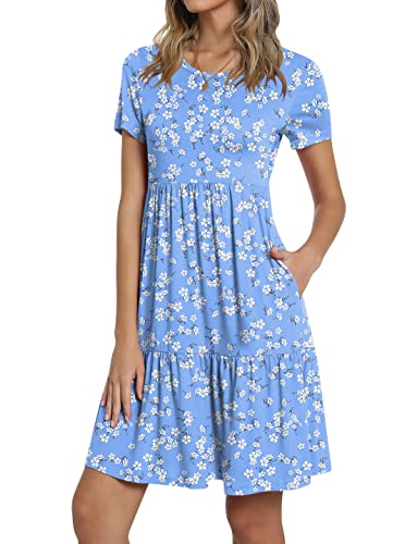 Image of TAOHUADAO 2026 Summer Dresses for Women Short Sleeve Ruffle Casual Sundress with Pockets