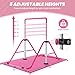 DOBESTS Gymnastics Bar, Adjustable Height Gymnastic Horizontal Bars, Kids Folding Expandable Gymnastic Training Kip Bar, Gymnastics Training Equipment for Home Gym Indoor Garden Outdoor-Pink with Mat