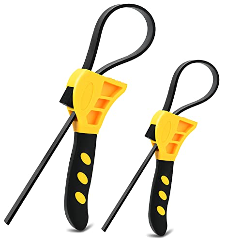 Strap Wrench 2 Pack Rubber Adjustable Wrenches Plumbing Belt Wrench Oil Filter Wrench Set Pipe Wrench Multi Tool Universal Wrench For Plumbers, Pipe, Shower Heads, Jar Opener For Any Shape Opener Tool #TOP11