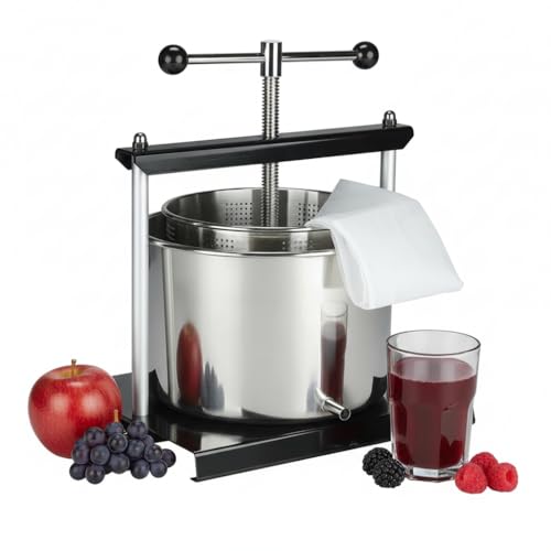 Produktfoto von Melko Fruchtpresse Obstpresse 12 L Entsafter Edelstahl Beerenpresse Weinpresse Saftpresse inkl. Presstuch und&hellip;