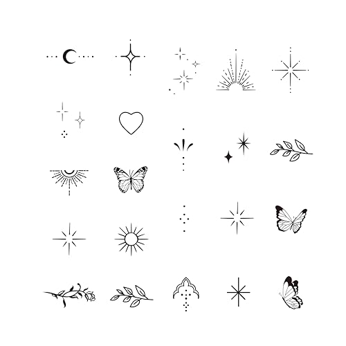 DIVAWOO 2 Sheets Semi Permanent Finger Tattoo, Adult Realistic Tiny Butterflies Heart Temporary Tattoos, Long Lasting Waterproof Henna Finger Tattoos for Women