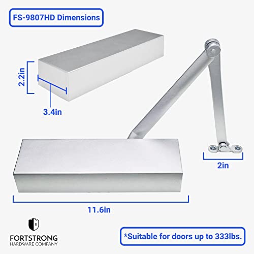 Fortstrong Ultra Heavy Duty Door Closer Fs-9807Hdx - Grade 1 Commercial Standard Automatic Door Closing Mechanism – Durable Metal Casing – For High Traffic Areas - Fitting Instructions – Ul Listed #TOP5