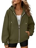 EFAN Women Zip Up Hoodies Oversized Sweatshirt Jacket 2026 Fall Fleece Cute Pullover Hooded Tops Teen Girls Casual Loose Fit Y2k Trendy Fashion Gym Clothes Outfits ArmyGreen S