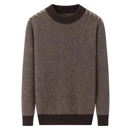Rivccku Men's Crew Neck Jumper Knitted 100% Pure Cashmere Pullover Soft Sweater Lightweight Jumpers Long Sleeve