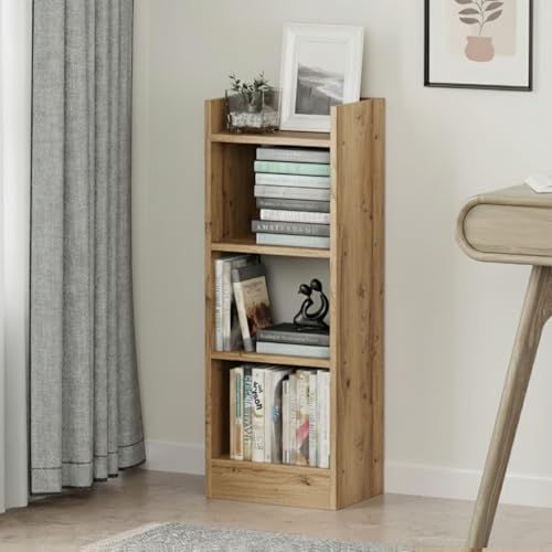 Image of Amazon Brand - Solimo Vault Bookshelf 3- Layer Bookcase, Vintage Corner Bookshelf, Bookcase, 3 Tier Corner Shelf Storage Rack for Living Room, Home, Office | 80x33x20 cm | Forest | DIY