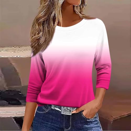 Womens Floral Summer Cute Tops 3/4 Length Sleeve Blouses Shirts Dressy Casual Trendy Tops Ladies Fashion Clothes 20252