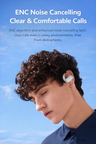 Image of OWS- W300 True Wireless Earbuds, Gaming Earbuds with Open Wearable Stereo, 50 Hours Playtime, Bluetooth 5.4 + ENC Clarity, 13mm HD BASS Drivers, IPX6 Sweat-Proof,Built-in Mic (White)