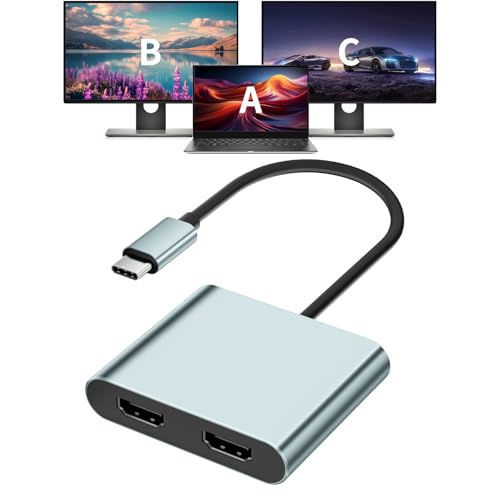 Aplimln USB C to Dual HDMI Adapter, 4K@60Hz Type-C to HDMI Splitter for Dual Monitors Extend Display...