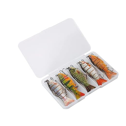 TWR Fishing Lures Kit Pack-5 Slow Sinking Multi Jointed Lifelike Bionic baits for Freshwater or Saltwater Fishing Bass Carp Perch Pike Trout Whitefish