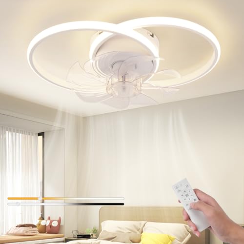 Homefire LED Ventilador de Techo con Iluminación - Luz Silenciosa 36W con Mando a Distancia 3 Temperaturas de Color Blanco Temporizador de 6 velocidades para Dormitorio Comedor Oficina Habitación