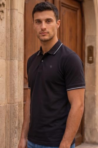 Image of Louis Philippe Men's Regular Fit Active Stretch Fabric Light Weight & Breathable Fine Knit Pique Fabric Half Sleeve Solid Polo Tshirt