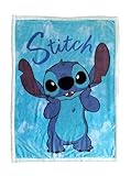 Disney Manta Sedalina Sherpa, 100x140cm, 8 diseños, Stitch, Mickey, Minnie, Spiderman, Princesas, Avengers, Bluey. (Stitch Azul)