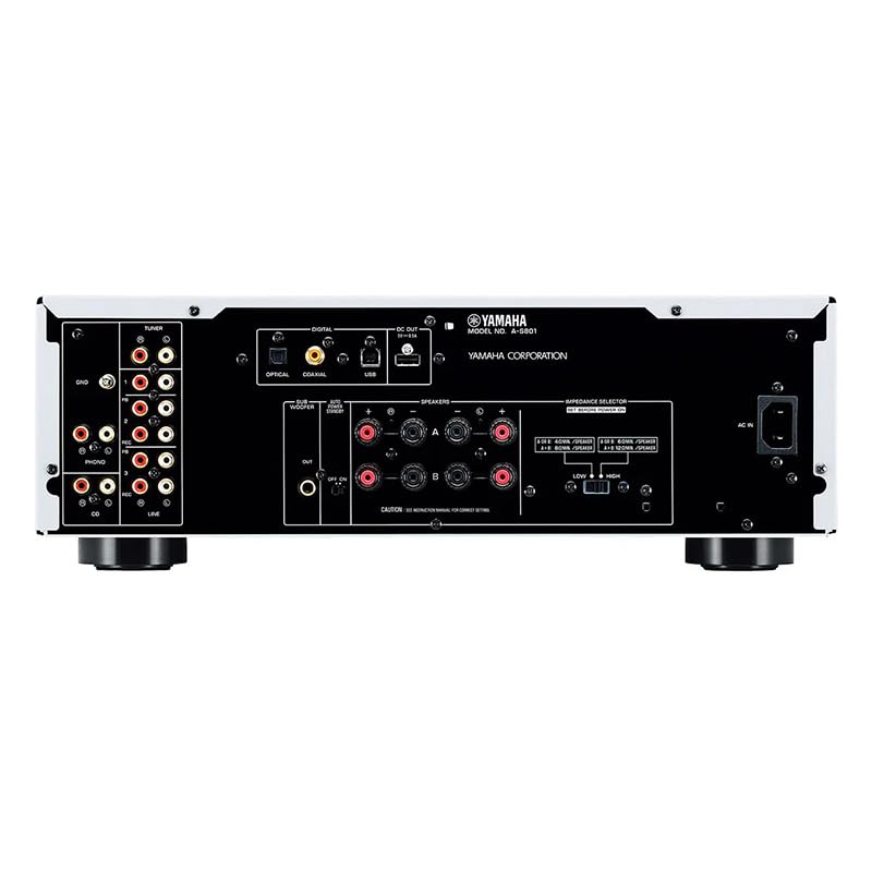 Image of Yamaha A-S801 Amplifier Bundle w /AudioQuest Jack Russell Cable (Black) | Integrated amplifier with ESS DAC, USB DAC, optical /coaxial inputs, and AudioQuest Jack Russell 4m RCA subwoofer cable