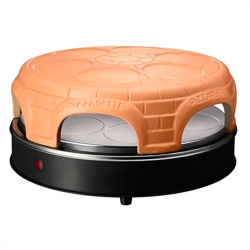 Emerio PIZZARETTE PO-115848.1 Four à pizza original en terre cuite faite à la main, design breveté, pour mini pizza, véritable plaisir de famille pour 6 personnes