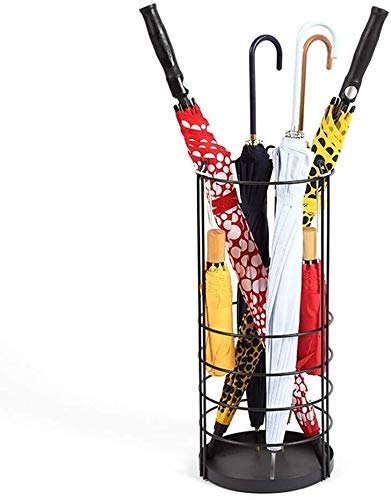 Porte-parapluie avec 6 crochets et tiroir d'égouttement blanc et noir