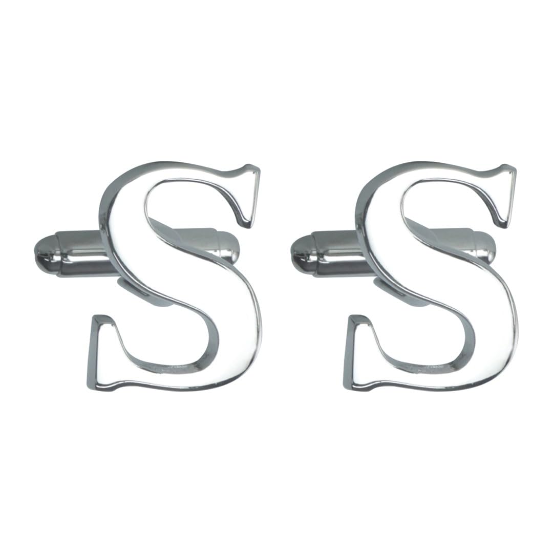 Silver Coloured Alphabet Cufflink (Letter S)-image-35