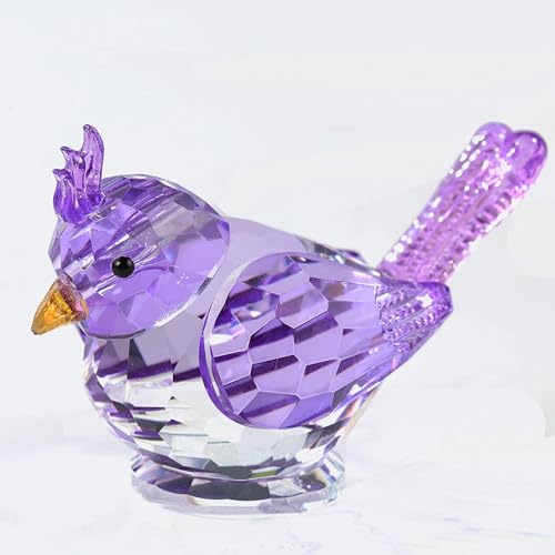 Qianwei Purple Crystal Bird Figurine Collectible - Cardinal Gifts Handmade