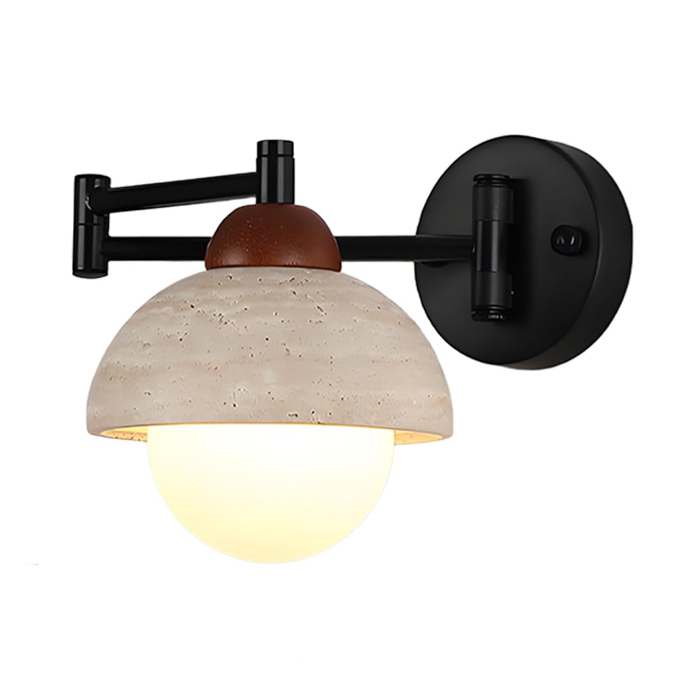 Jadssox Lámpara de Pared de Metal para Interiores, Ajustable, para tocador de baño, con Brazo articulado para Dormitorio, mesita de Noche y Sala de Estar, Acabado Negro Mate.
