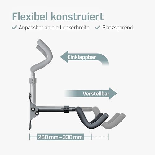 Borgen Fahrrad Wandhalterung klappbar - Fahrradhalterung Wand bis 20kg Tragfähigkeit - Winkel und Wandabstand einstellbar - extra softe Polsterung - Fahrradaufhängung Wand für MTB, Rennrad, E Bike