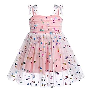 IMEKIS Toddler Baby Girl Birthday Princess Dress Shiny Confetti Boho Rainbow Cake Smash Photo Shoot Outfit for 1-6T