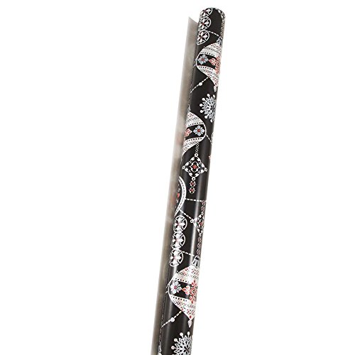 JAM Paper® Christmas Wrapping Paper - 25 Sq Ft - Silver with Colorful Ornaments Sparkle Gift Wrap Rolls - Sold Individually