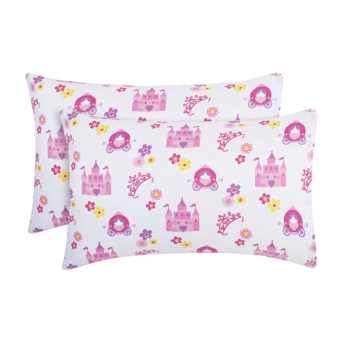 Image of 2-Pack Toddler Travel Pillowcases -100% Soft Microfiber, Breathable and Hypoallergenic - 14 inch by 20 inch Kids Pillowcases fits Pillows 14x19, 13x18 or 12x16, Princess Storyland