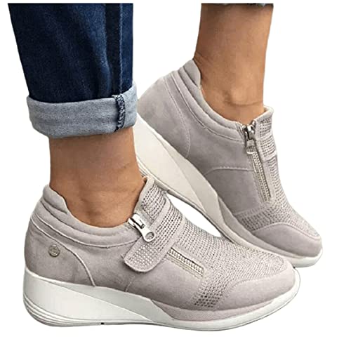 Ladmiple Shoes For Women Sneakers Trendy Slip On Breathe Walking Shoes Fashion Non Slip Platform Running Tennis Shoes