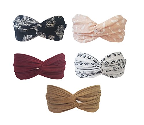 5 Pack Headbands Headwrap Hair Band Elastics Hair Accessories For Women Girl (F30)