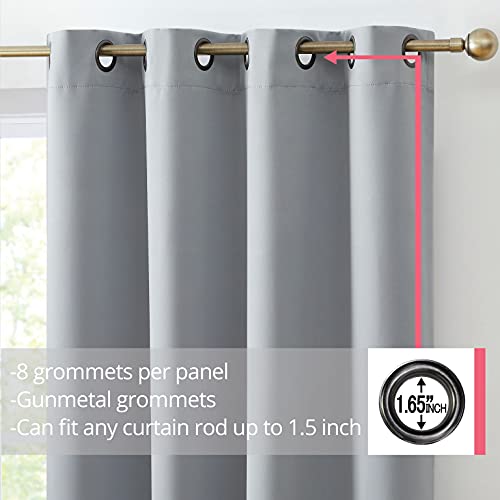 Hlc.me Oxford - Light Grey Blackout Curtains - Grey Curtains For Bedroom, Noise Reduction Thermal Insulated Window Curtain Grommet Panels, Set Of 2 (52 W X 84 L, Light Grey) #TOP1