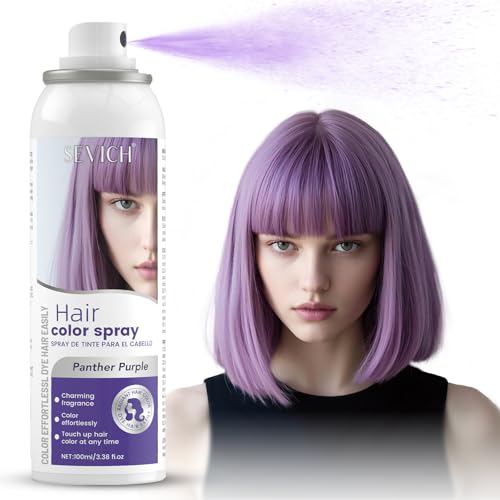 SEVICH Temporary Hair Color Spray Purple Instant Hair Color Application Hair Dye for Men & Women Natural Looking Quick Drying Non-Sticky Long-Lasting No Fading 100mL