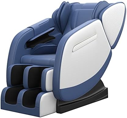 FOELRO 2022 Full Body Massage Chair, Zero Gravity Shiatsu Recliner with Air Bags, Back Heater, Foot Roller and Bluetooth Speaker, Blue