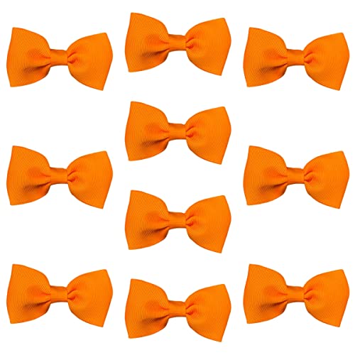 Light Orange Hair Bows Clips Slides Grips 2.7" inch Soft Ribbon Small Straight School Hairbows for Girls 10pcs